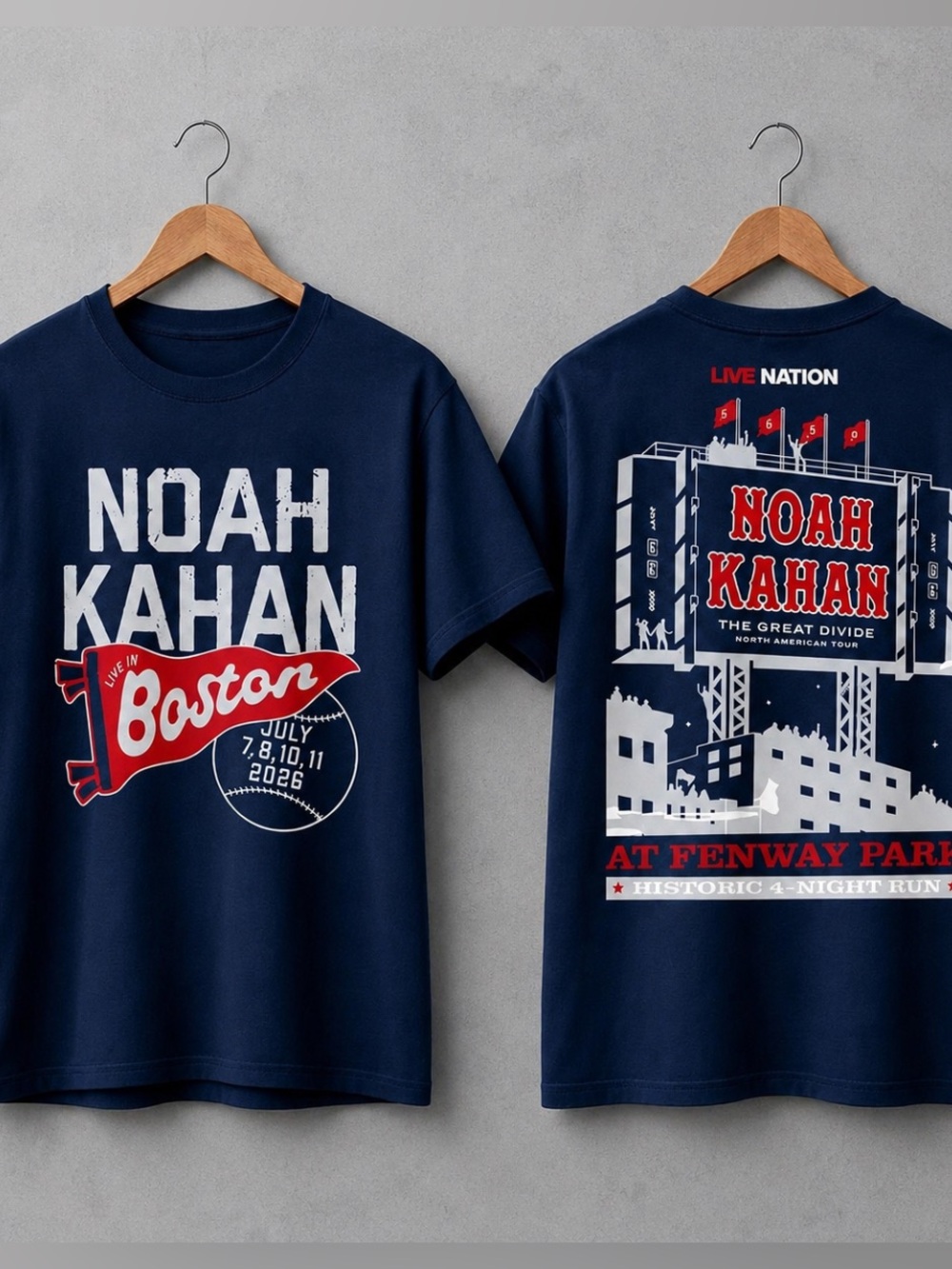Noah Kahan Boston Tour Tee Navy Unisex